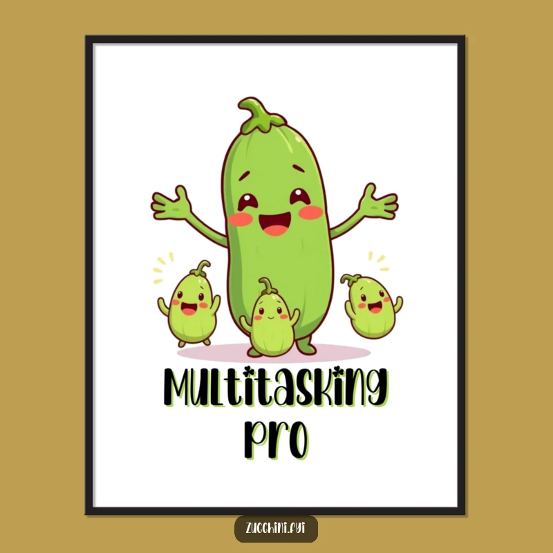 Funny Zucchini Juggler Poster: Bring Hilarious Veggie Art to Your Walls