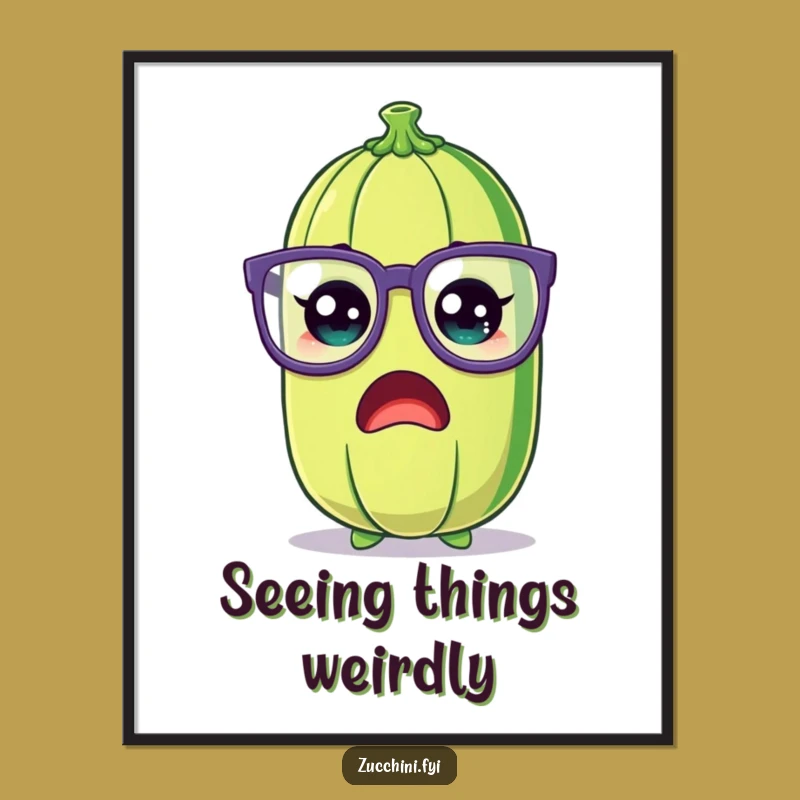 Funny Zucchini Poster: Shocked Veggie with Silly Glasses, Humorous Decor