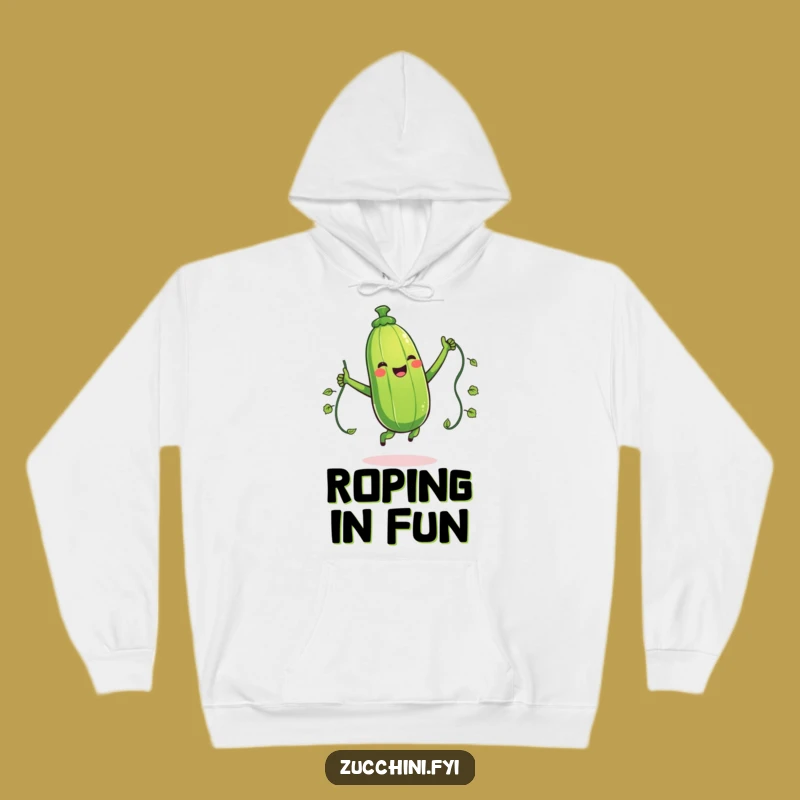 Cozy Funny Jumping Zucchini Hoodie: Warmth for Active Fun