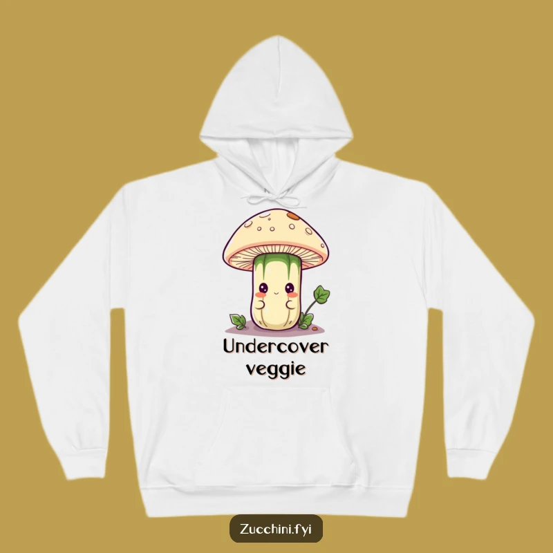 Cozy Funny Zucchini Mushroom Hideout Hoodie: Curious Pal, Perfect Warm Gift