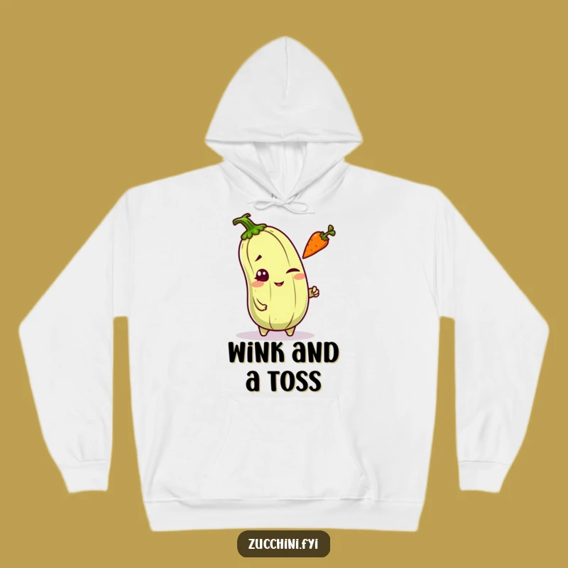 Funny Kawaii Zucchini Wink Hoodie - Cozy Mischievous Veggie Sweatshirt for Playful Comfort