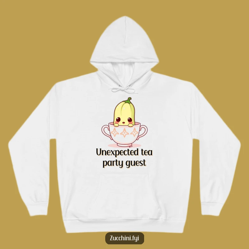 Funny Surprised Zucchini Teacup Hoodie - Cozy Comfort & Comic Relief!