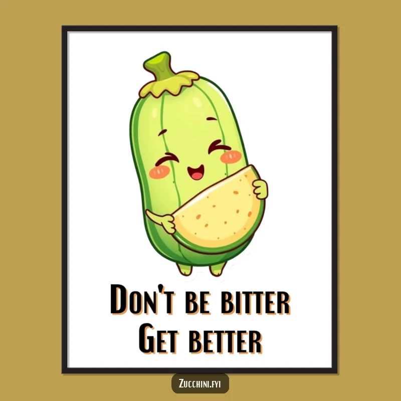 Free Printable Wall Art: Winking Zucchini Slice, Funny Downloadable Decor