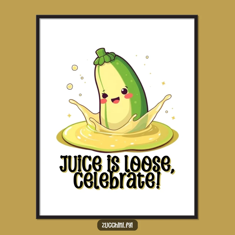 Free Printable Happy Zucchini Juice Splash Wall Art: Fun Downloadable Decor