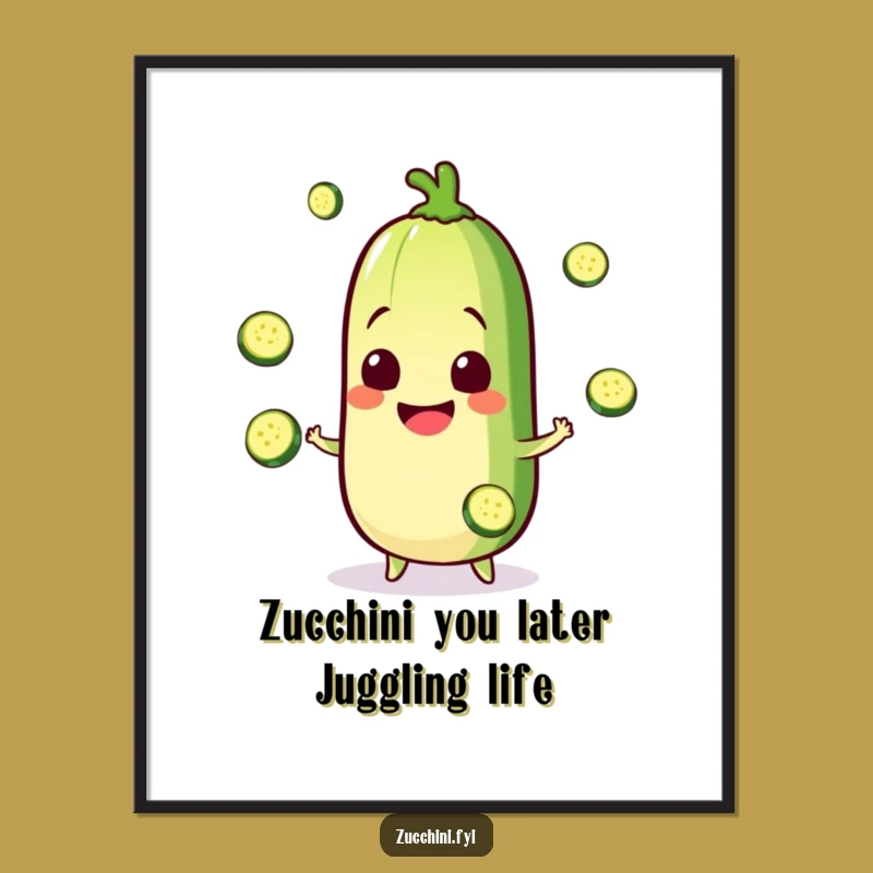 Free Printable Kawaii Zucchini Wall Art: Playful Veggie Decor Downloadable Art