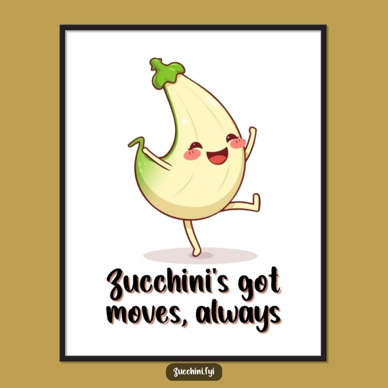 Free Printable Wall Art: Cartwheeling Zucchini Funny Downloadable Decor