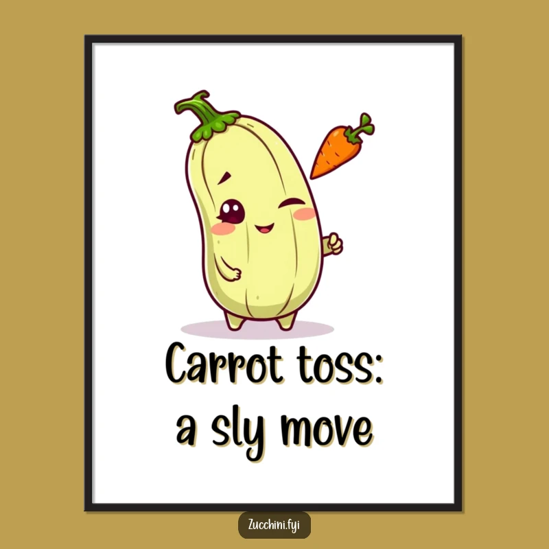 Free Printable Wall Art: Mischievous Zucchini Carrot Toss - Hilarious Funny Decor