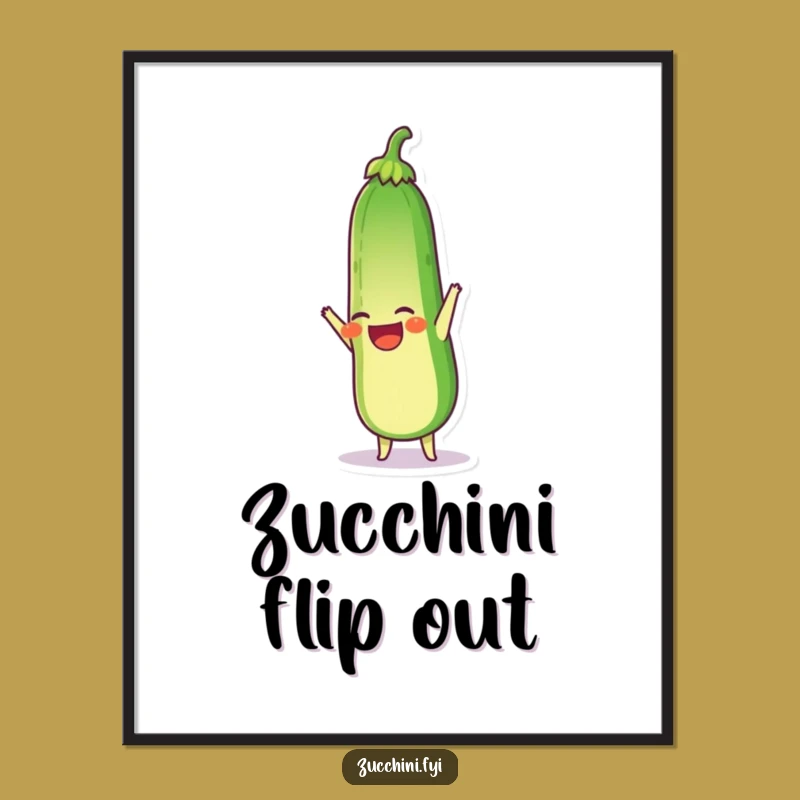 Free Printable Wall Art: Zucchini Handstand Laughs - Funny Downloadable Poster