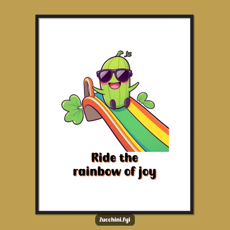 Free Printable Wall Art: Zucchini Rainbow Slide Vibes, Hilarious Downloadable Decor