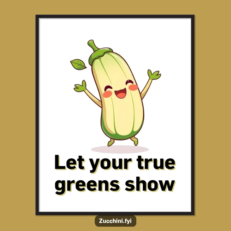 Funny Free Printable Zucchini Wall Art: Joyful Dancing Veggie Downloadable Decor