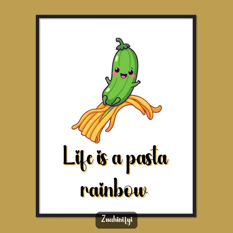 Pasta Rainbow Zucchini Free Printable Wall Art - Funny Whimsical Decor - Downloadable Art!