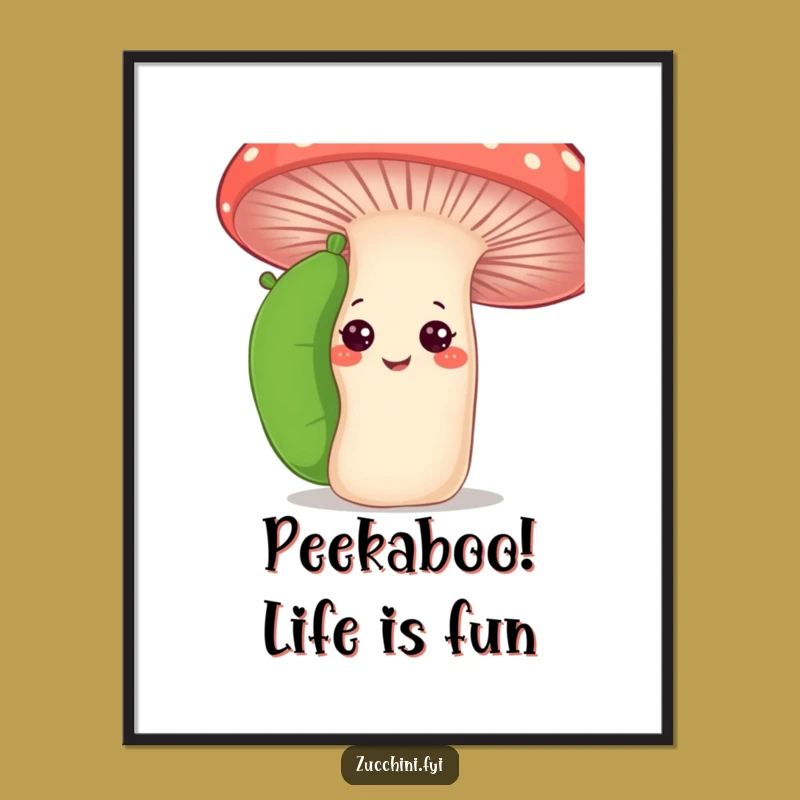 Funny Free Printable Zucchini Wall Art: Curious Mushroom Humorous Downloadable Art