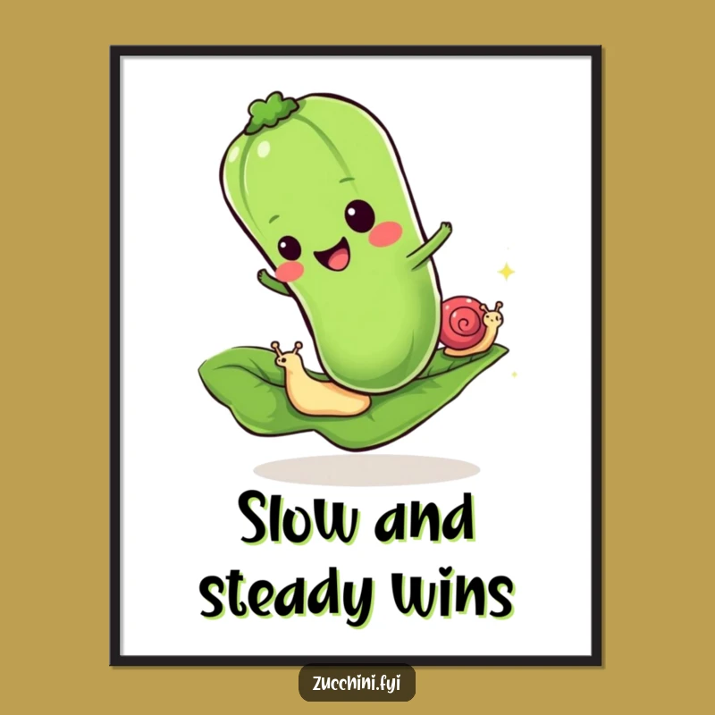 Free Printable Wall Art: Zucchini vs Snail Race - Funny Downloadable Poster
