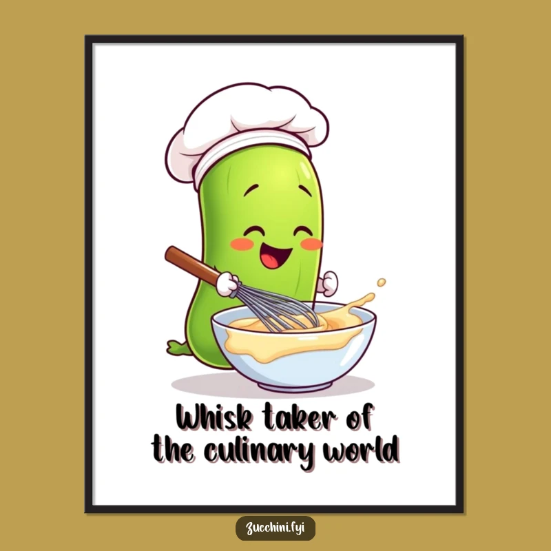 Chef Zucchini Free Printable Wall Art: Funny Kitchen Decor - Downloadable Art Gift!