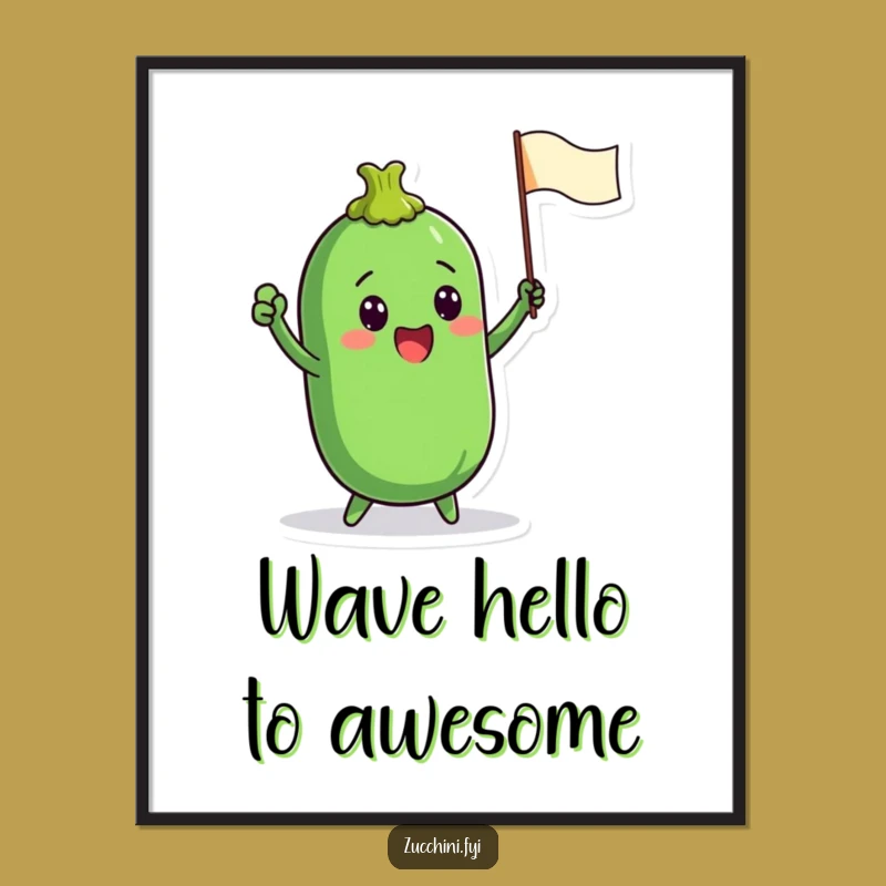 Zucchini Flag Waving Free Printable Wall Art: Enthusiastic Downloadable Veggie Art!