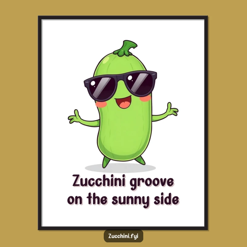 Funny Free Printable Wall Art: Dancing Zucchini Shades Downloadable Decor Gift