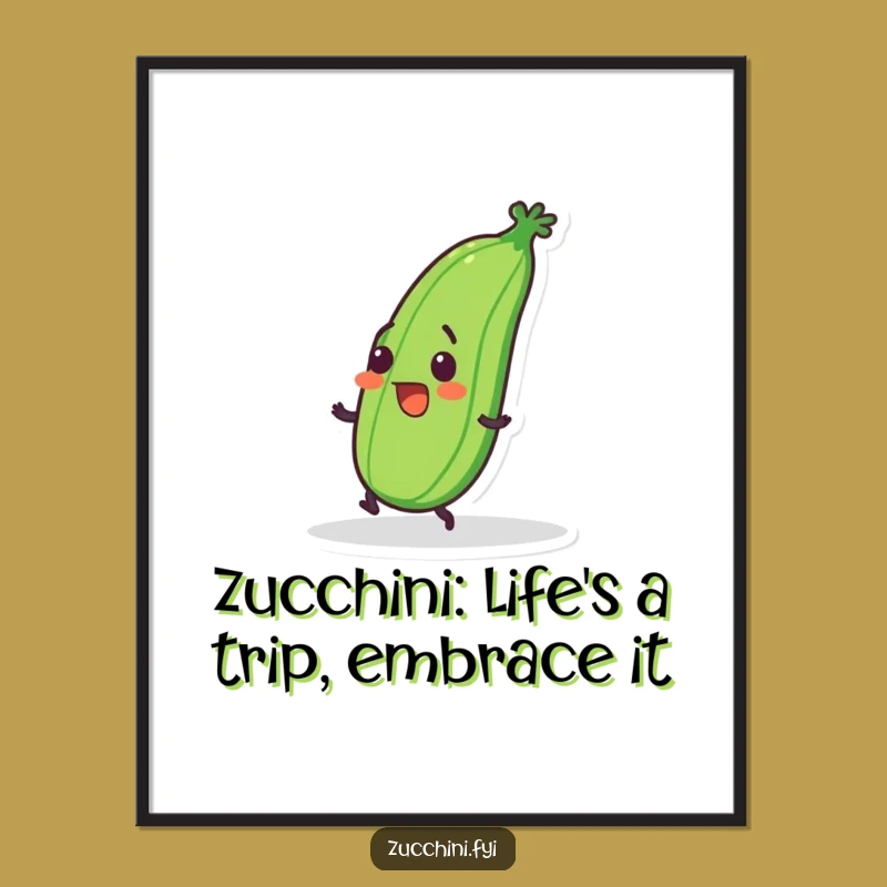 Funny Free Printable Wall Art: Tripping Zucchini - Humorous Downloadable Quirky Decor Gift