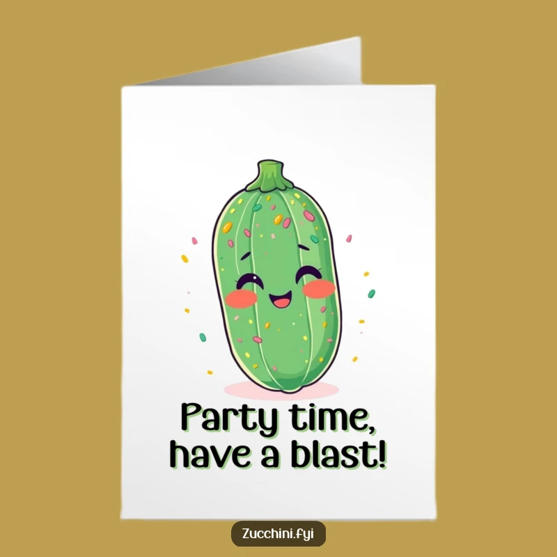 Free Printable Birthday Card: Confetti Zucchini Party Funny Downloadable Gift
