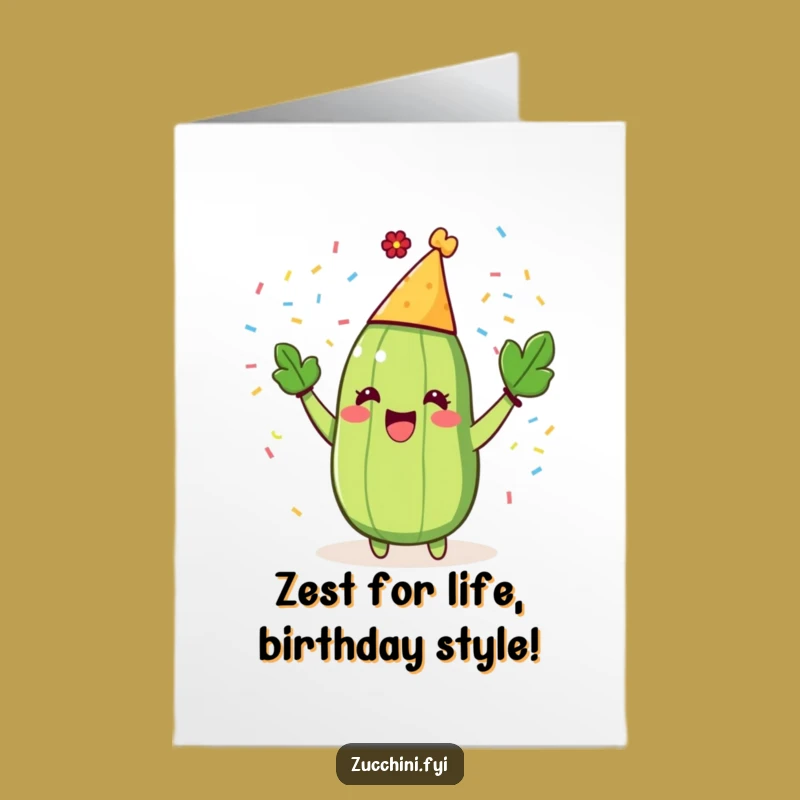 Free Printable Birthday Card: Glee ZucchiniParty Hat Confetti Funny Downloadable Gift