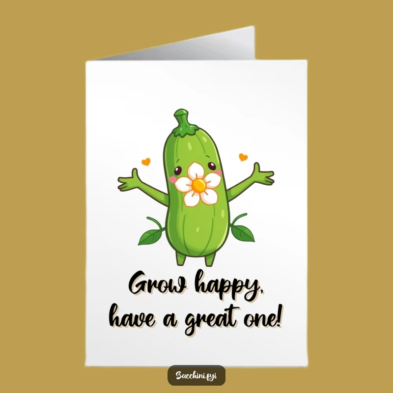 Free Printable Birthday Card: Zucchini Hugs Flower Funny Downloadable Gift