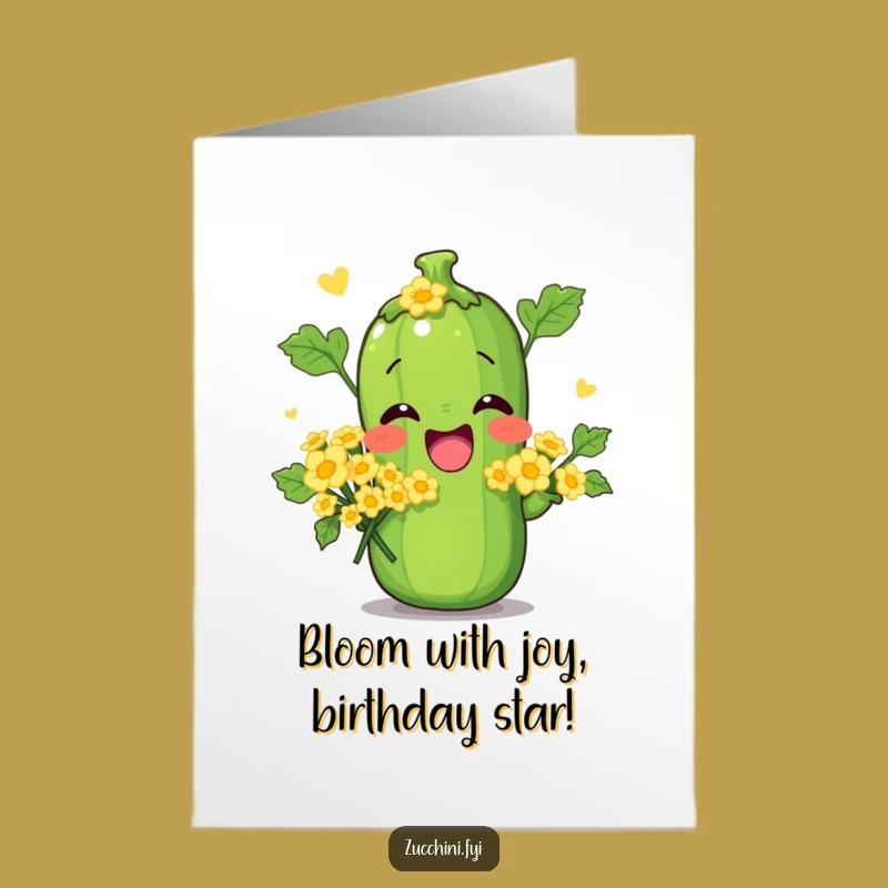 Free Printable Birthday Card: Zucchini Pose - Silly Flower Bouquet Downloadable Gift!