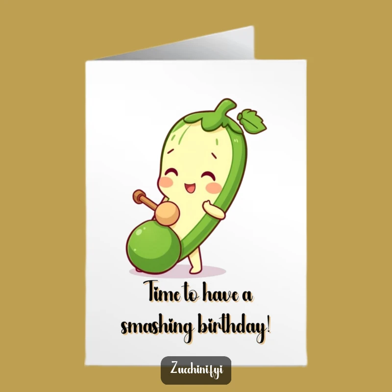 Free Printable Birthday Card: Zucchini's Playful Whack for Fun