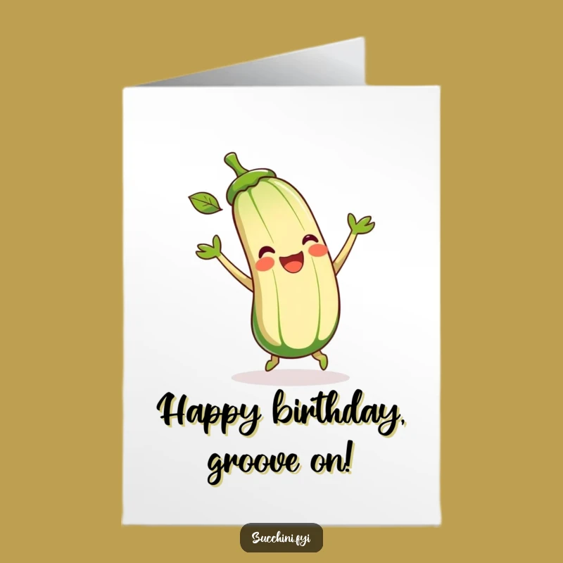Free Printable Zucchini Birthday Card: Dancing Veggie Downloadable Gift