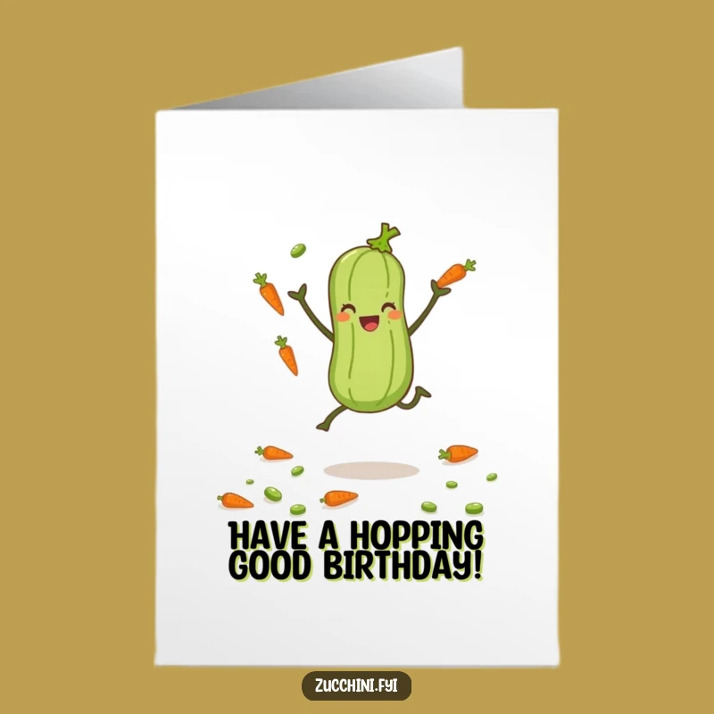 Funny Free Printable Juggling Zucchini Birthday Card: Veggie Fun - Downloadable Gift!