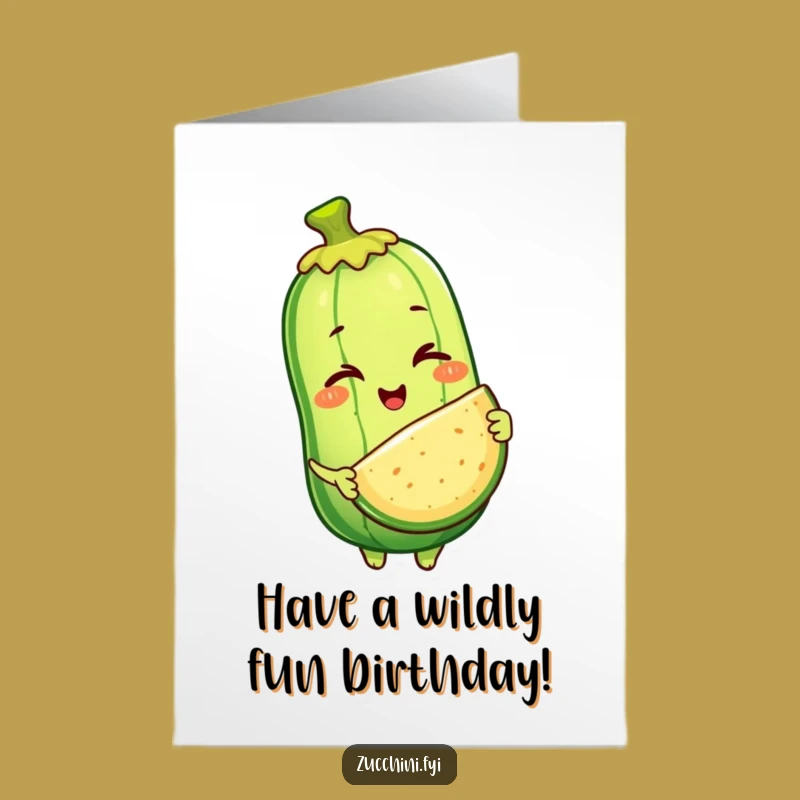 Free Printable Birthday Card: Winking Zucchini Shares Slice, Funny Gift