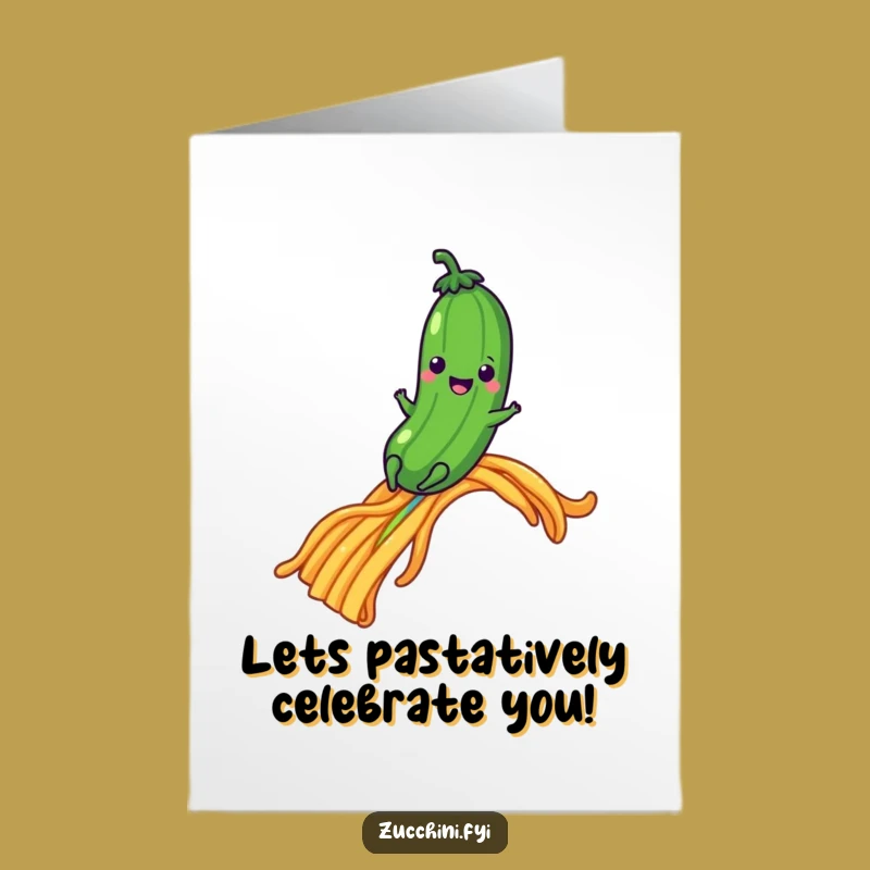 Funny Free Printable Pasta Rainbow Zucchini Birthday Card - Downloadable Gift!