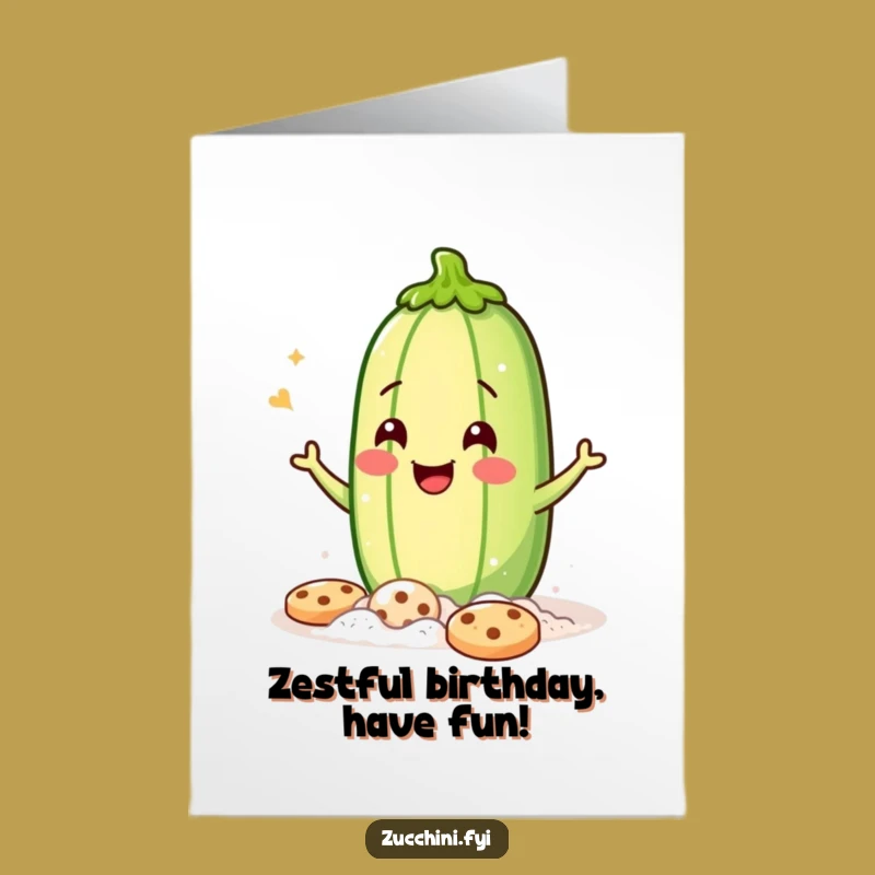 Free Printable Zucchini Birthday Card: Funny Baker Downloadable Gift for Fun Lovers
