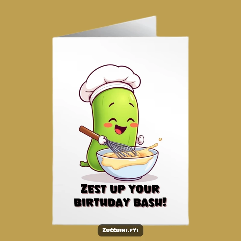 Funny Free Printable Chef Zucchini Birthday Card: Whisk Up Laughter - Downloadable Gift!