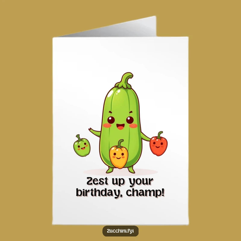 Free Printable Zucchini Birthday Card: Funny Juggling Veggie Downloadable Gift