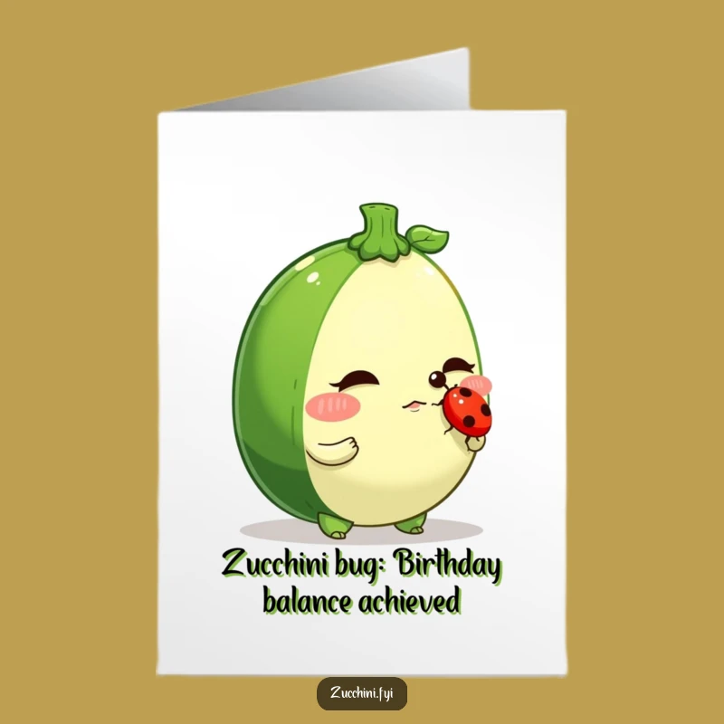 Free Printable Birthday Card: Zucchini Ladybug Balance, Funny Skill, Downloadable Gift