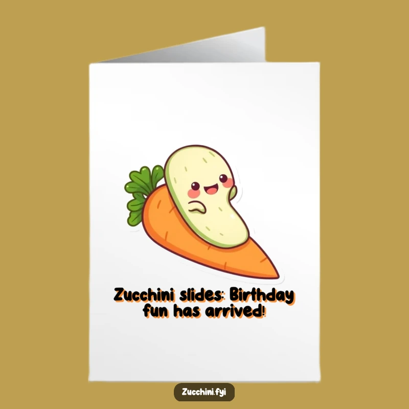 Free Printable Birthday Card: Zucchini Slide, Veggie Fun, Humorous Downloadable Gift