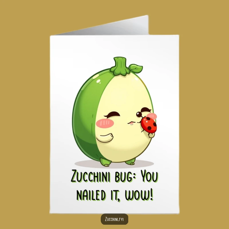 Free Printable Congrats Card: Zucchini Ladybug Balance, Impressive Feat, Humorous Gift
