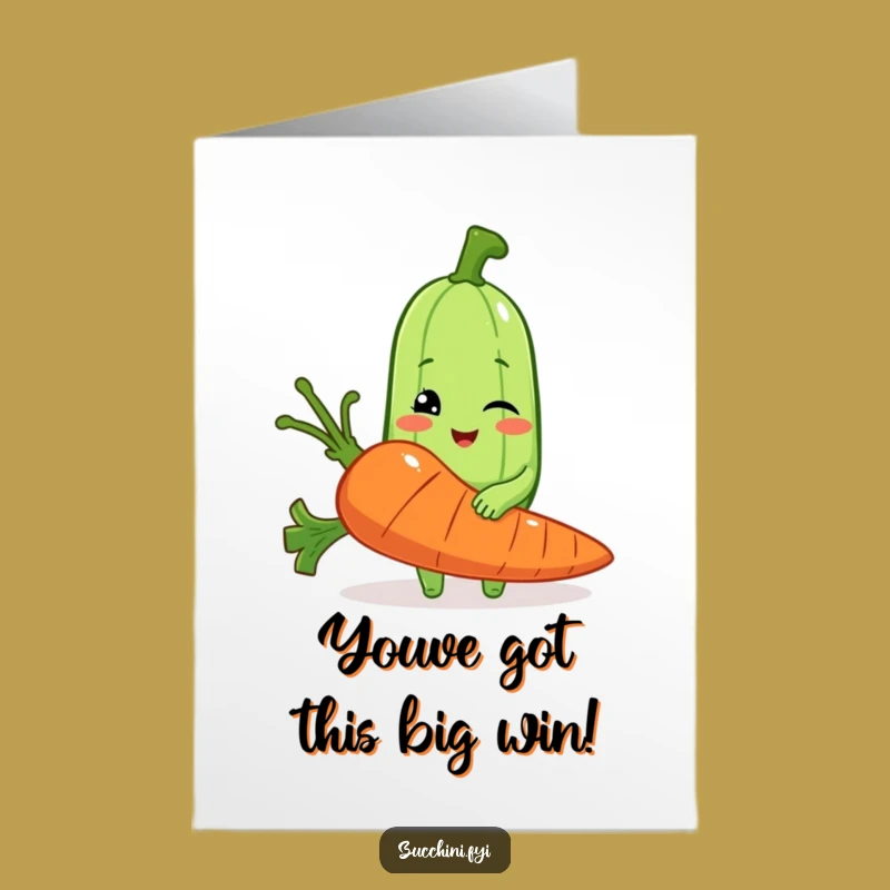 Free Printable Congrats Card: Zucchini's Big Win Carrot - Funny Downloadable Gift