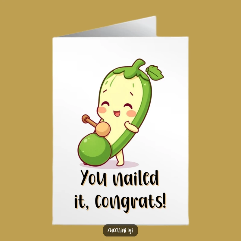 Free Printable Congrats Card: Zucchini's Playful Victory Whack