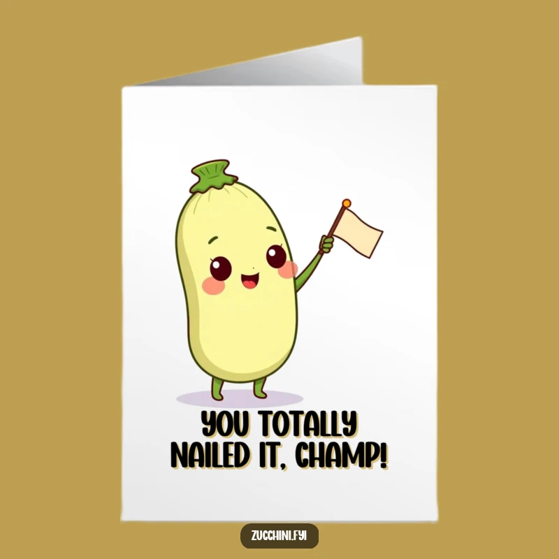 Free Printable Congrats Card: Zucchini Waving Flag, Humorous Downloadable Greeting