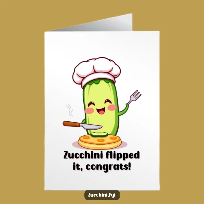 Free Printable Zucchini Chef Congrats Card: Culinary Success Downloadable Gift