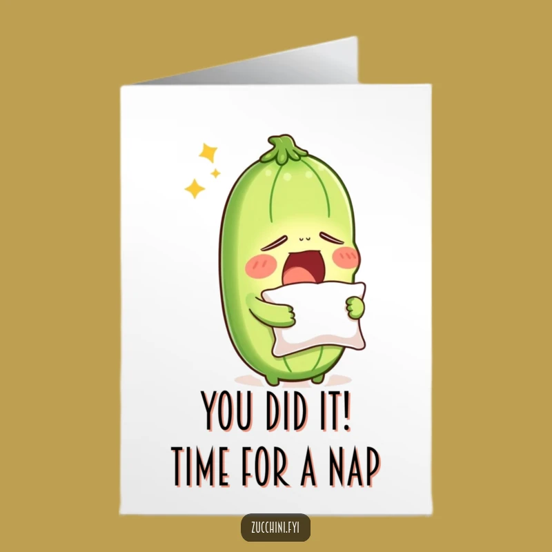 Free Printable Zucchini Congratulations Card: Sleepy Veggie Congrats Downloadable Gift