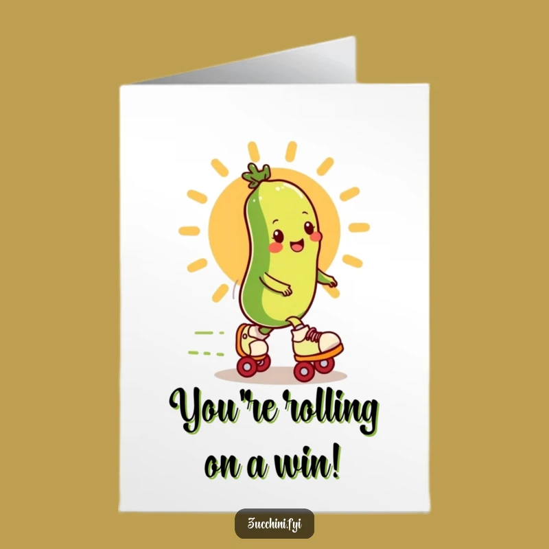 Free Printable Zucchini Skater Congrats Card: Funny Speedy Veggie Downloadable Gift