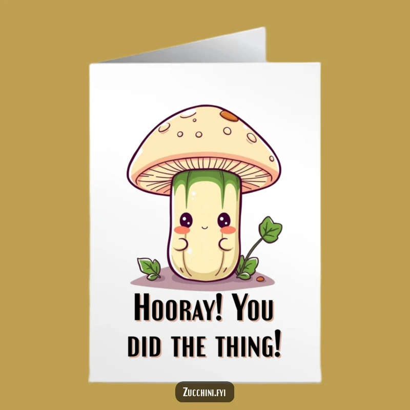 Free Printable Congrats Card: Zucchini Peeking, Humorous Mushroom Greeting