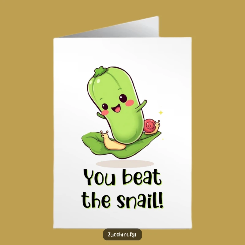 Free Printable Congrats Card: Zucchini Wins Snail Race - Funny Downloadable Gift