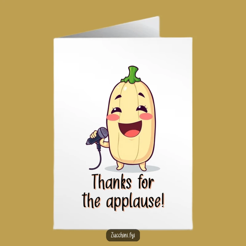 Free Printable Thank You Card: Singing Zucchini Star - Humorous Downloadable Gratitude Gift