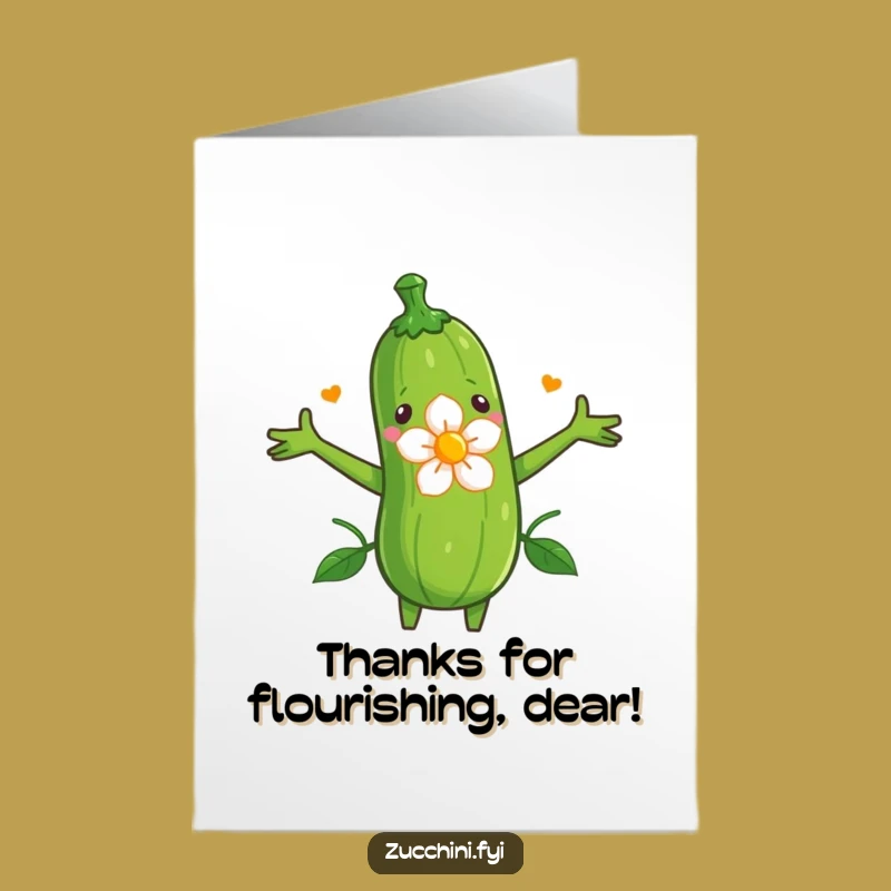 Free Printable Thank You Card: Zucchini Floral Hug Funny Download