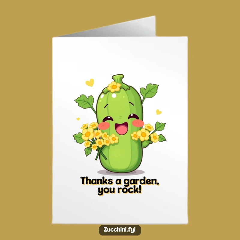Free Printable Thank You Card: Zucchini Pose - Funny Flower Bouquet Downloadable Gift!