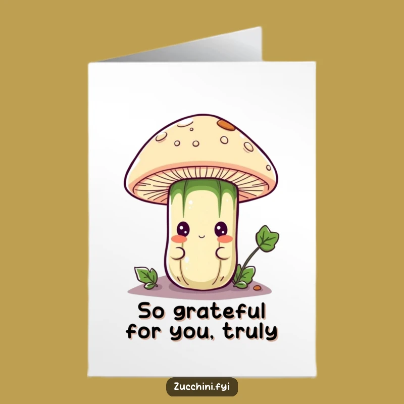 Free Printable Thank You Card: Zucchini Under Mushroom, Quirky Gratitude