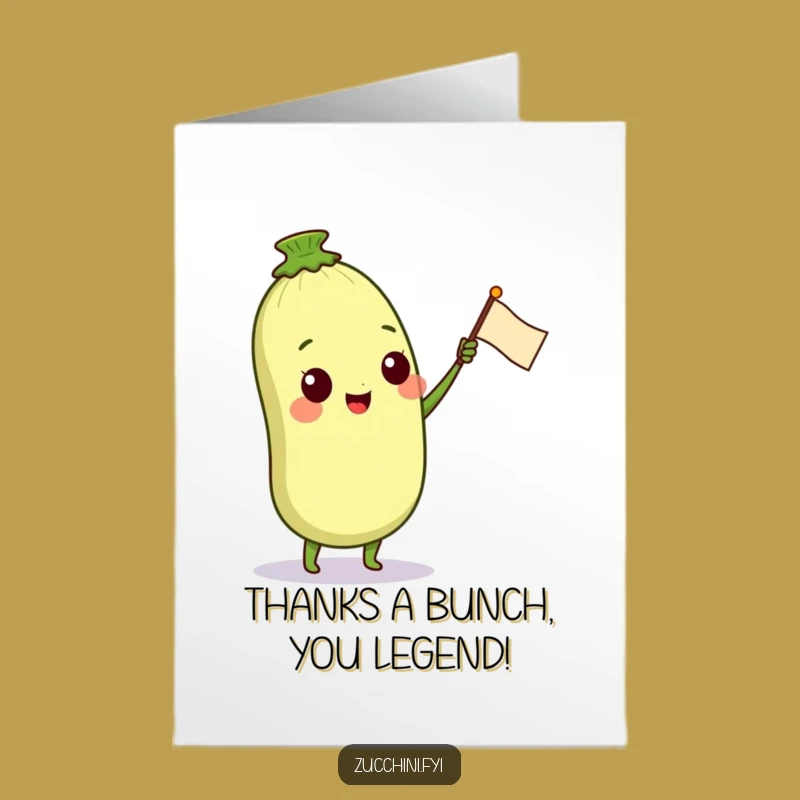Free Printable Thank You Card: Zucchini Waving Flag, Heartfelt Downloadable Gratitude