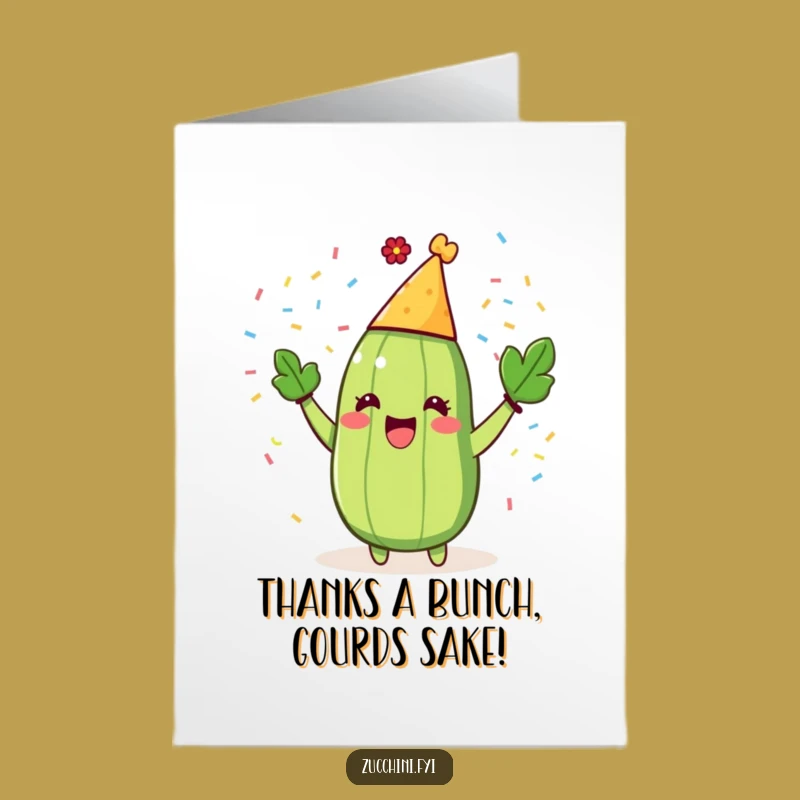 Free Printable Thanks Card: Glee Zucchini Party Confetti Funny Downloadable Gift